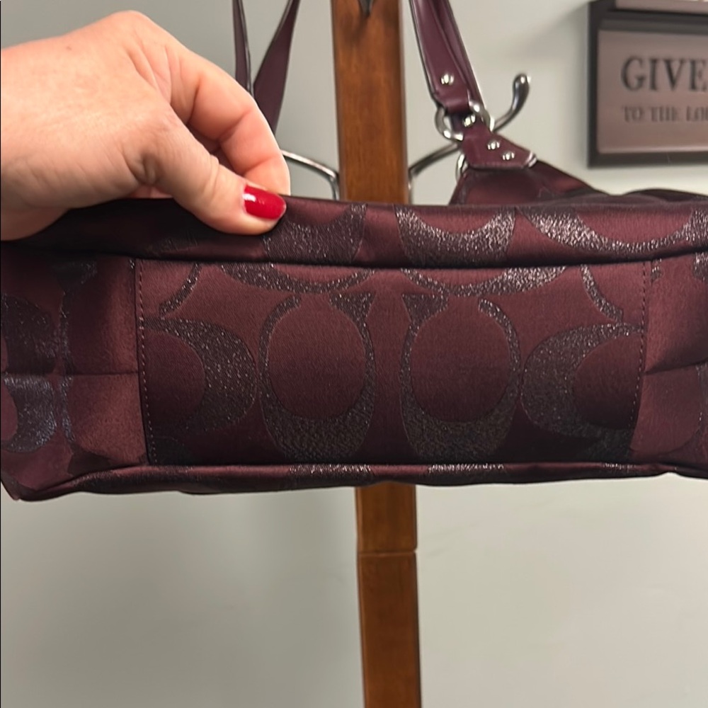 Coach Burgundy Shoulder Bag with Front Buckle Pocket - Picture 3 of 8